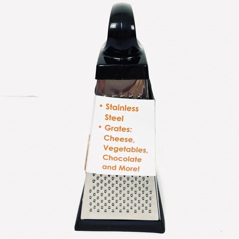 4 Side Stainless Steel, Black Cheese Grater, Shredder, and Slicer 9 Inch